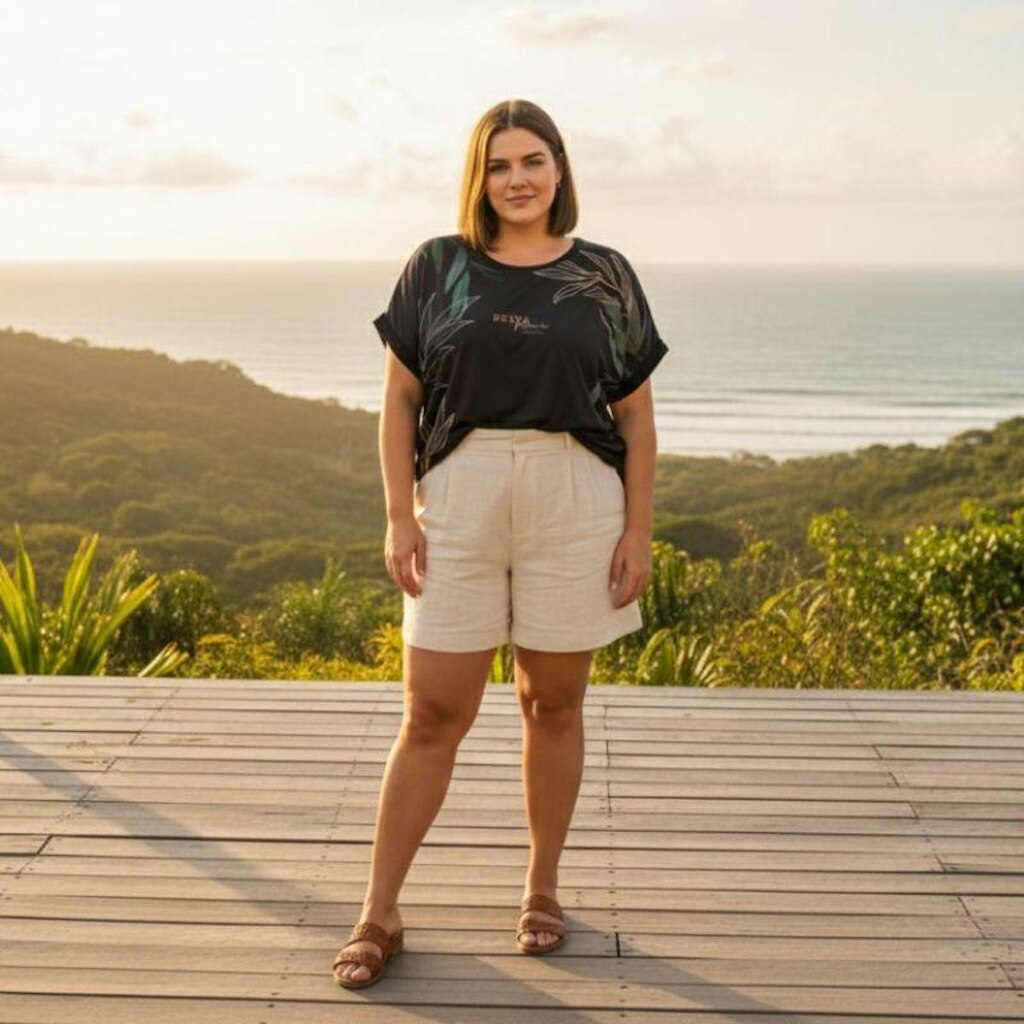 Blusa Feminina Plus Size em Viscose com Estampa Deixe Fluir Cereja Rosa