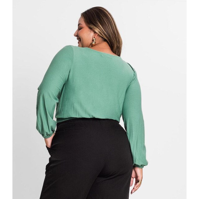 Blusa Feminina Plus Size Em Viscose Secret Glam Verde