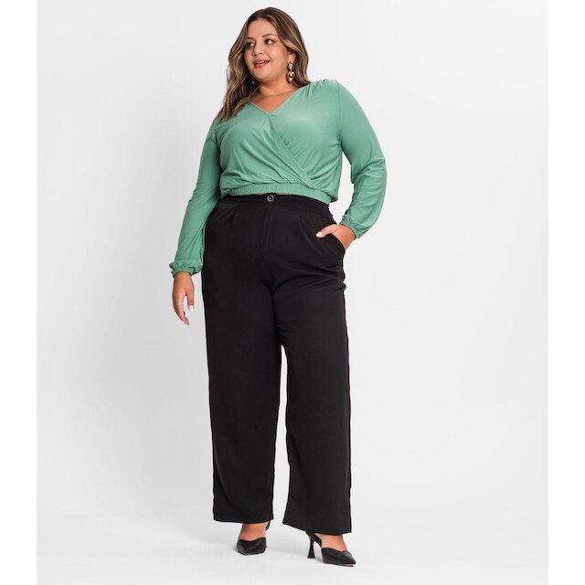 Blusa Feminina Plus Size Em Viscose Secret Glam Verde