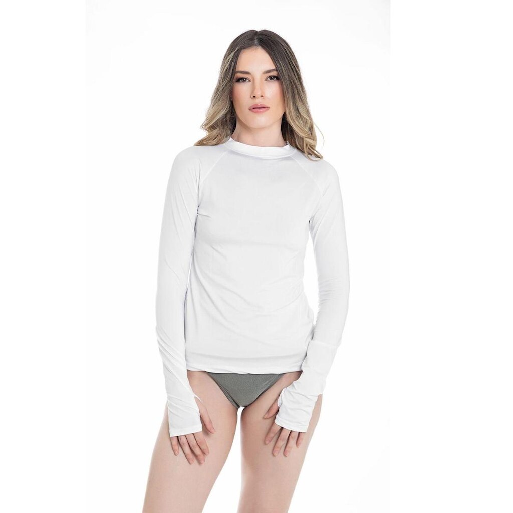 Blusa Feminina Proteção UV Manga Longa com Dedeira