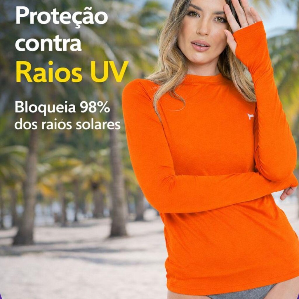 Blusa Feminina Proteção UV Manga Longa com Dedeira