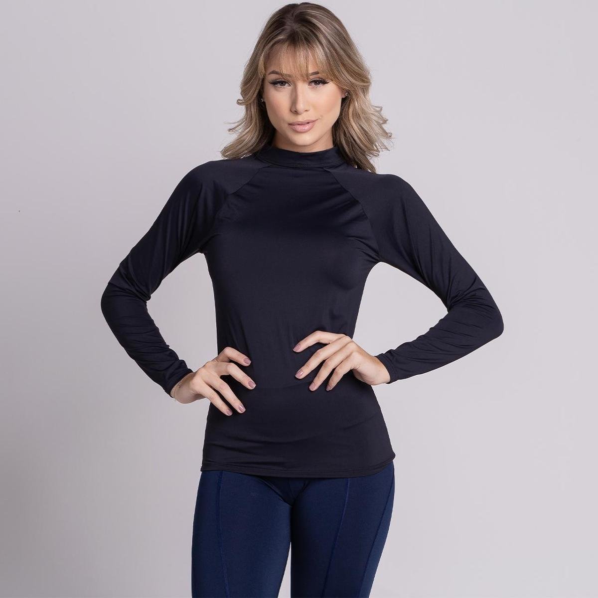 Blusa Feminina Proteção UV Poliéster Manga Longa Compressão Segunda Pele Térmica Menor preço em Blusa Feminina Proteção UV Poliéster Manga Longa Compressão Segunda Pele Térmica