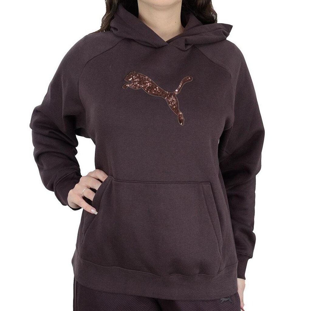 Blusa Feminina Puma Moletom Sequins Hoodie Chocolate - 6945