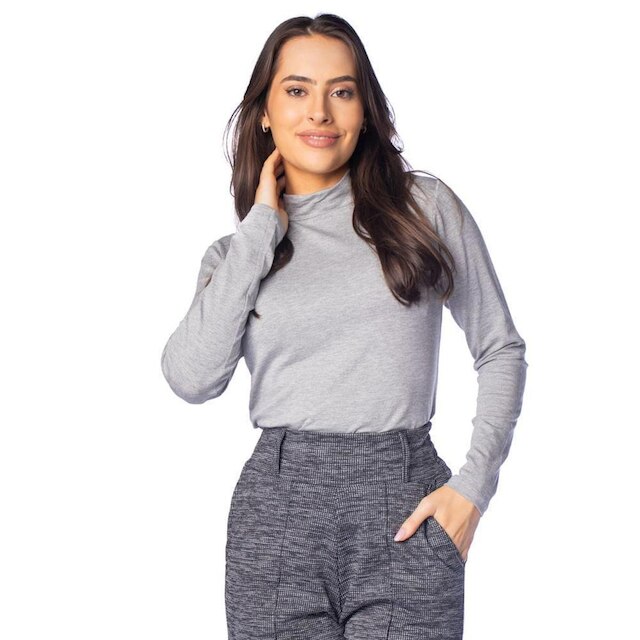 Blusa Feminina Rechsul Básica Lisa Cinza