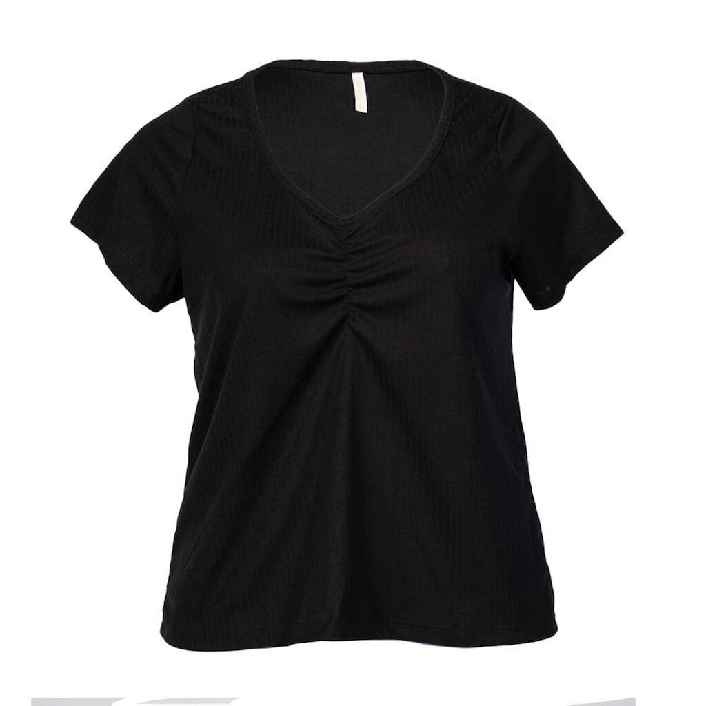 Blusa Feminina Rechsul Plus Size Ribana Canelada Preto