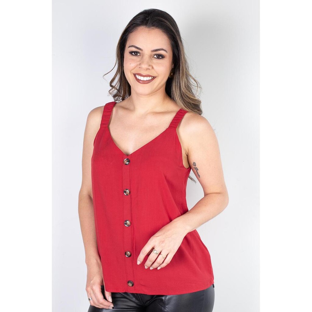 Blusa feminina regata botões 51144