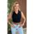 Blusa Feminina Regata Modal Gola Polo Crisconf - Preto