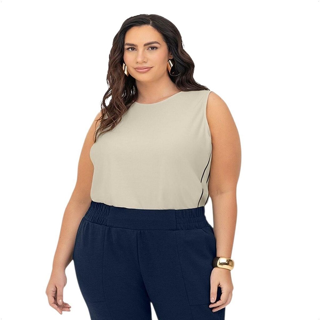 Blusa Feminina Regata Viscose Lisa Plus Size Secret Glam