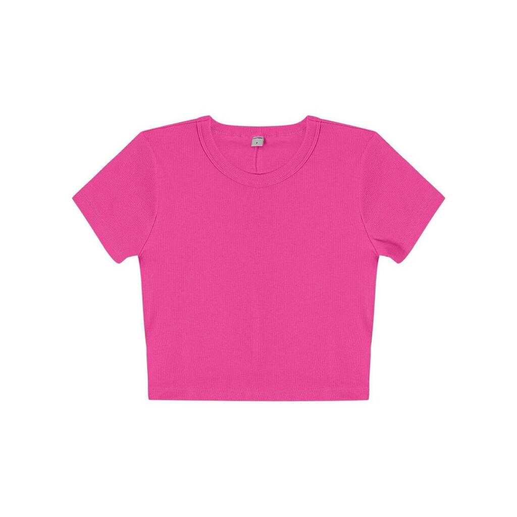 Blusa Feminina Rovitex Cropped Ribana Básica Canelada Manga Curta