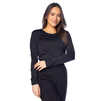 Blusa Feminina Rovitex Manga Longa Básica Preto
