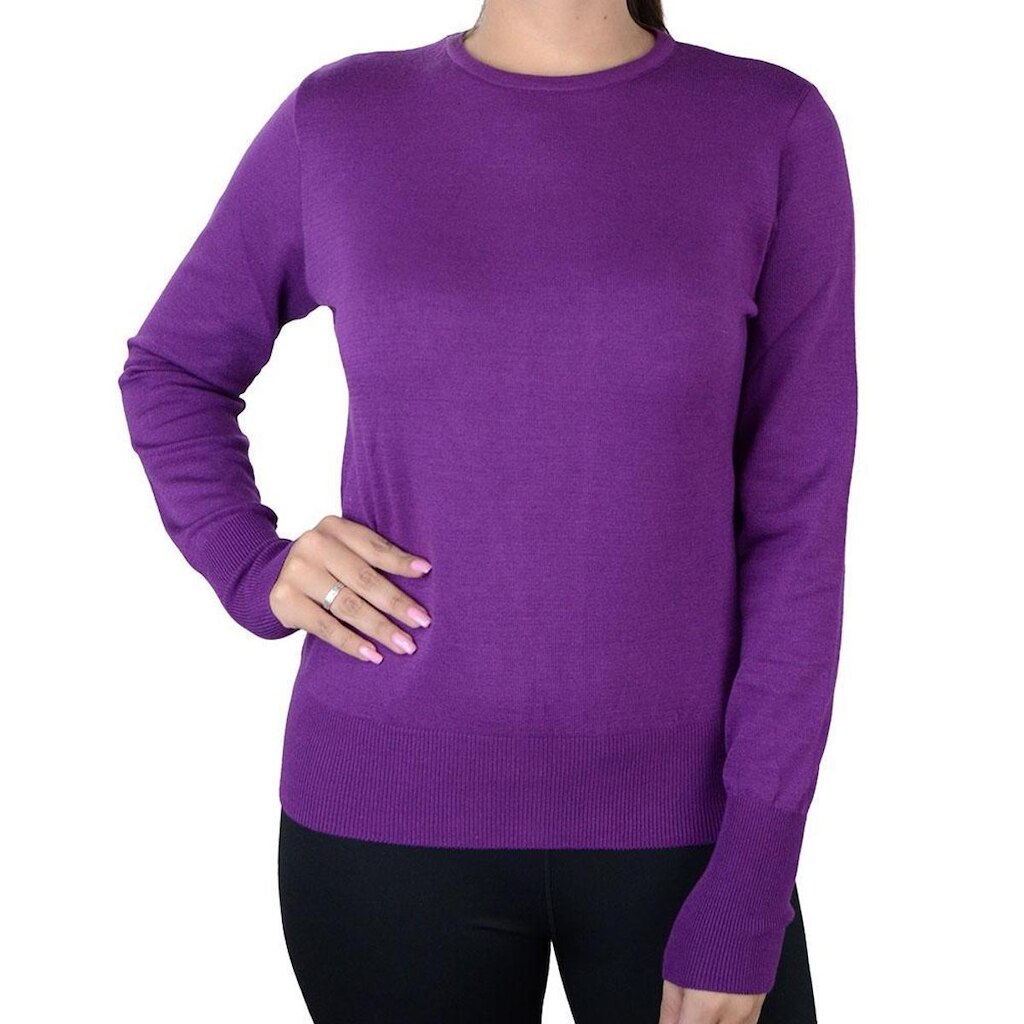 Blusa Feminina Seiki Tricot ML Gola Careca Roxo - 830380
