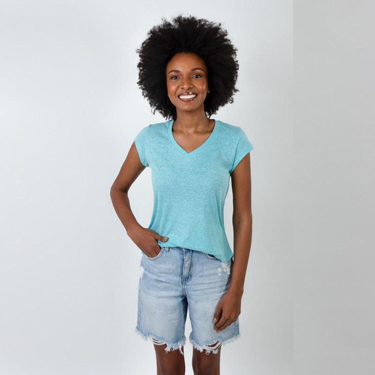 Blusa Feminina Sobre Legging Longa Em Gola V / Tapa Bumbum - Tammy - G - Azul Piscina Menor preço em Blusa Feminina Sobre Legging Longa Em Gola V / Tapa Bumbum - Tammy - G - Azul Piscina