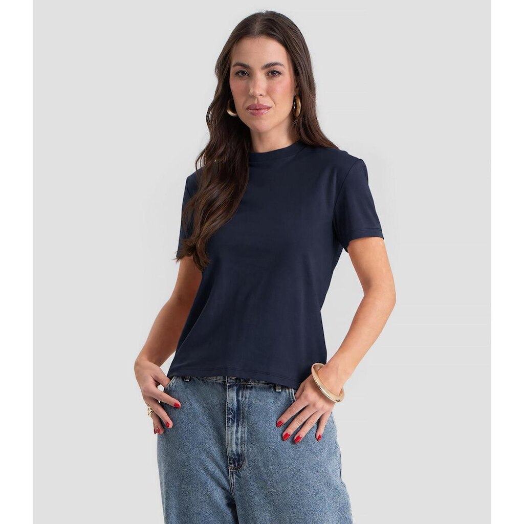 Blusa Feminina Suedine Gola Reforçada Dianna Azul