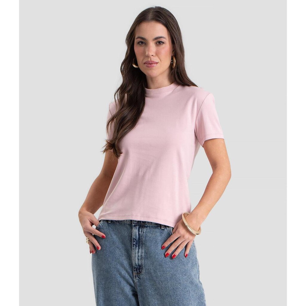 Blusa Feminina Suedine Gola Reforçada Dianna Rosa
