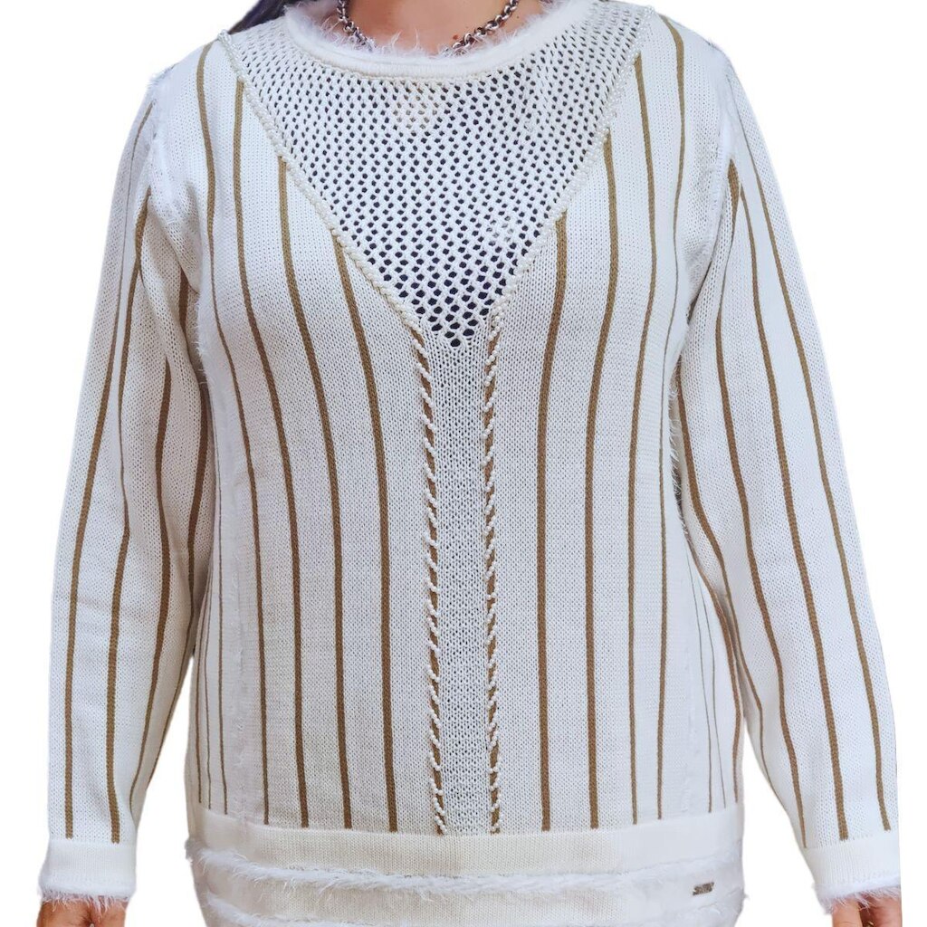 Blusa Feminina Tricot Clajan Pérolas Plus Size