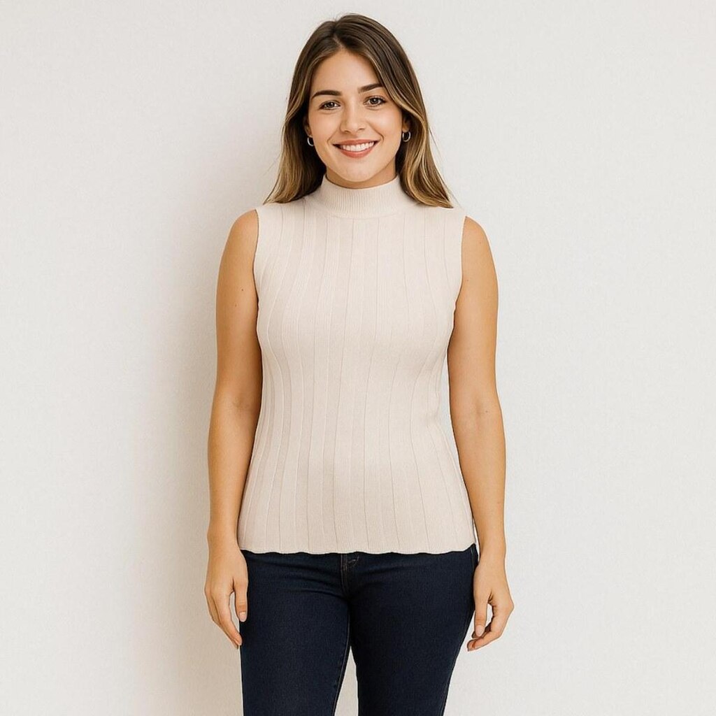 Blusa Feminina Tricot Floratta Garrafinha Canelada