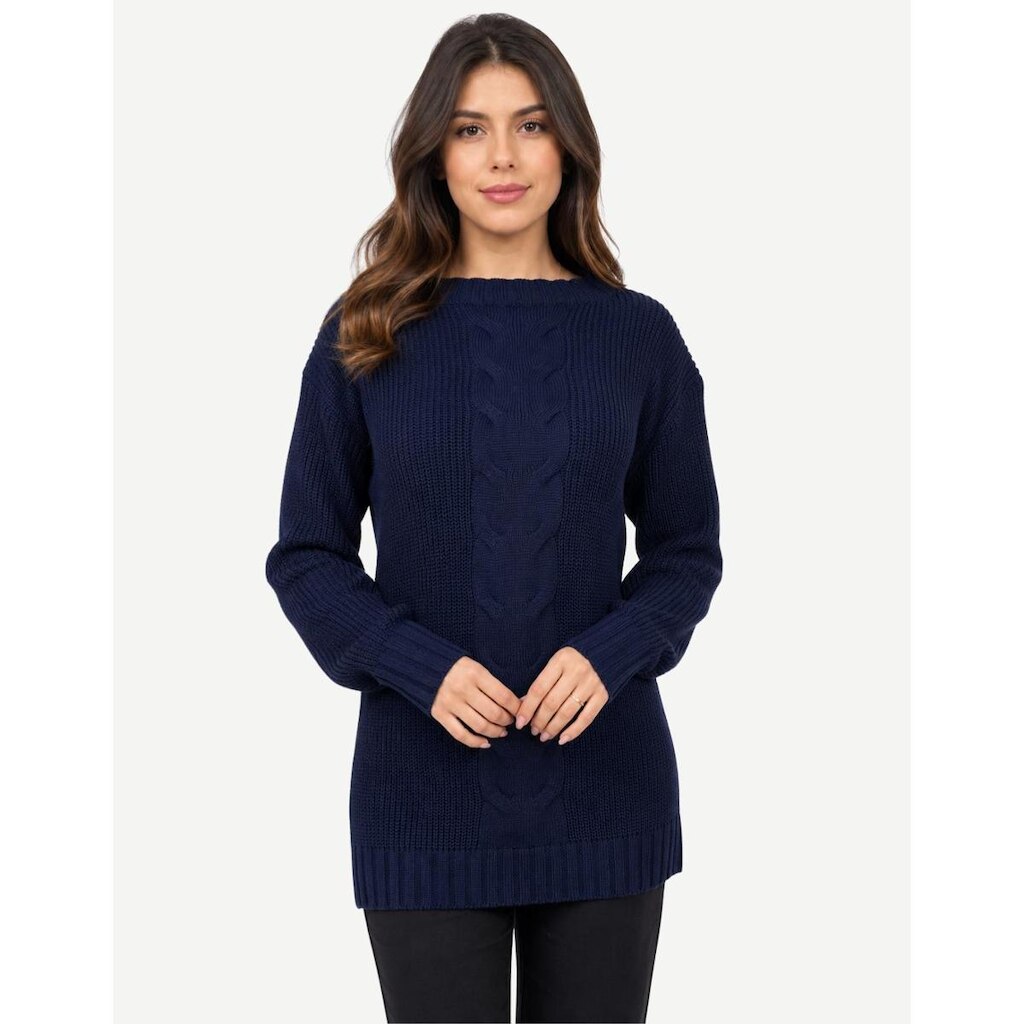 Blusa Feminina Tricot Meio Trançado Longo