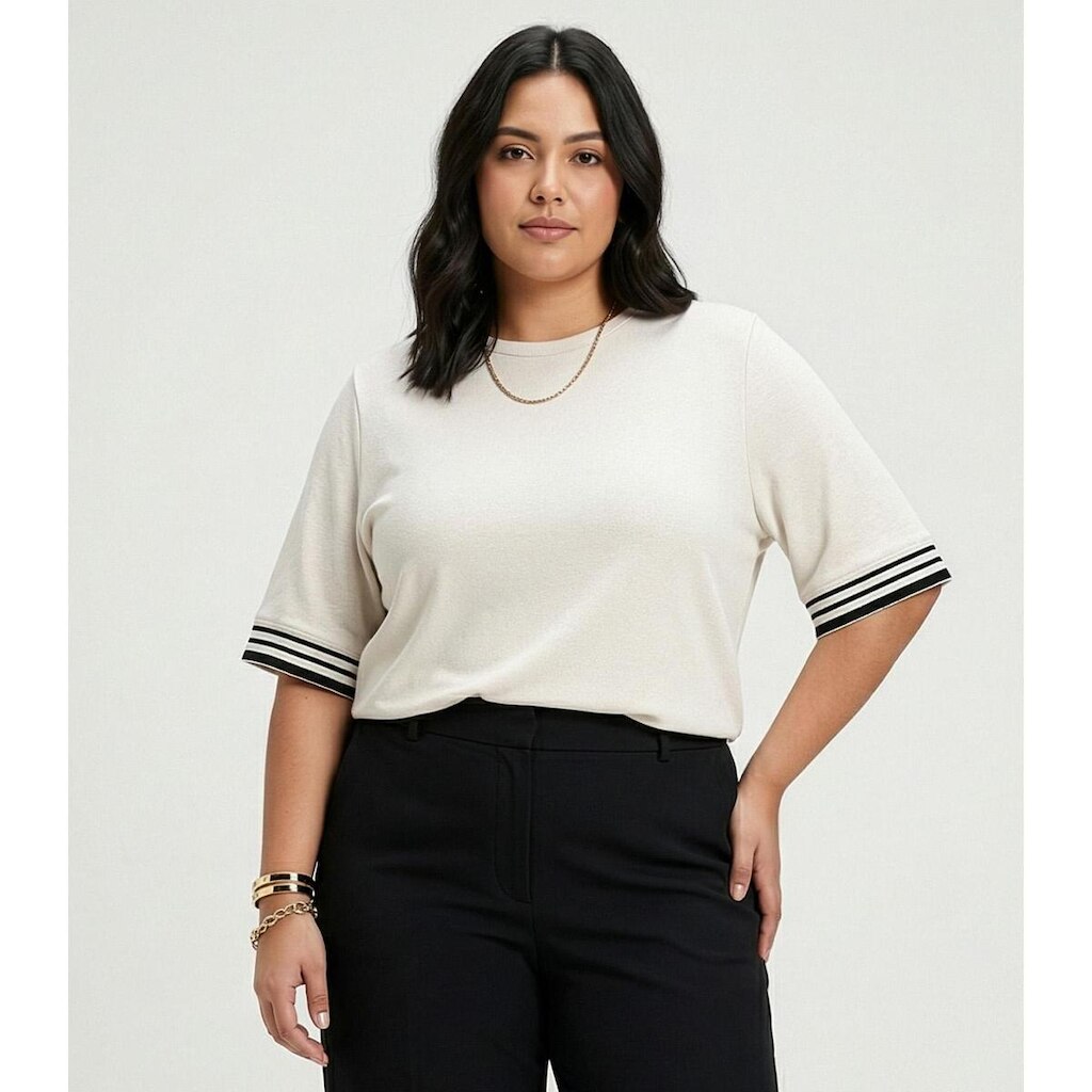 Blusa Feminina Viscose Plus Size Secret Glam Bege