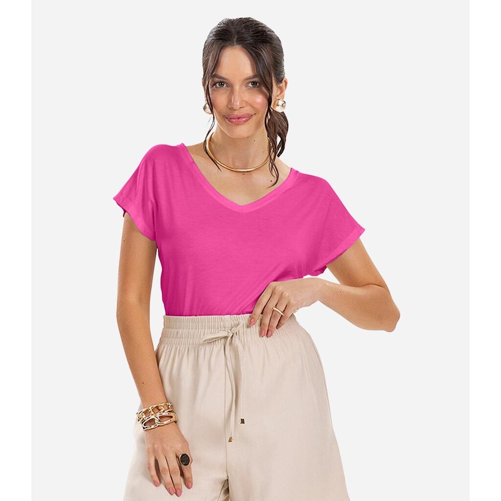 Blusa Feminina Viscotorcion Rovitex Rosa