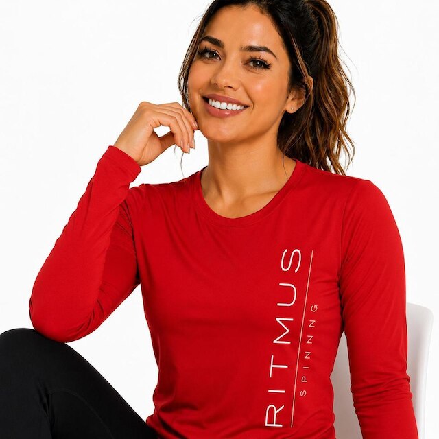 Blusa Fitness Feminina Manga Longa Ritmus Spinning Academia Treino Proteção U.V