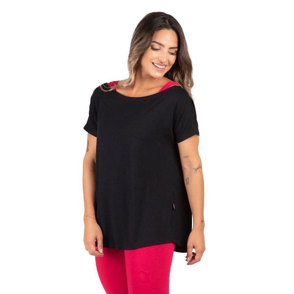 Blusa Fitness Ombro Que Cai Lisa