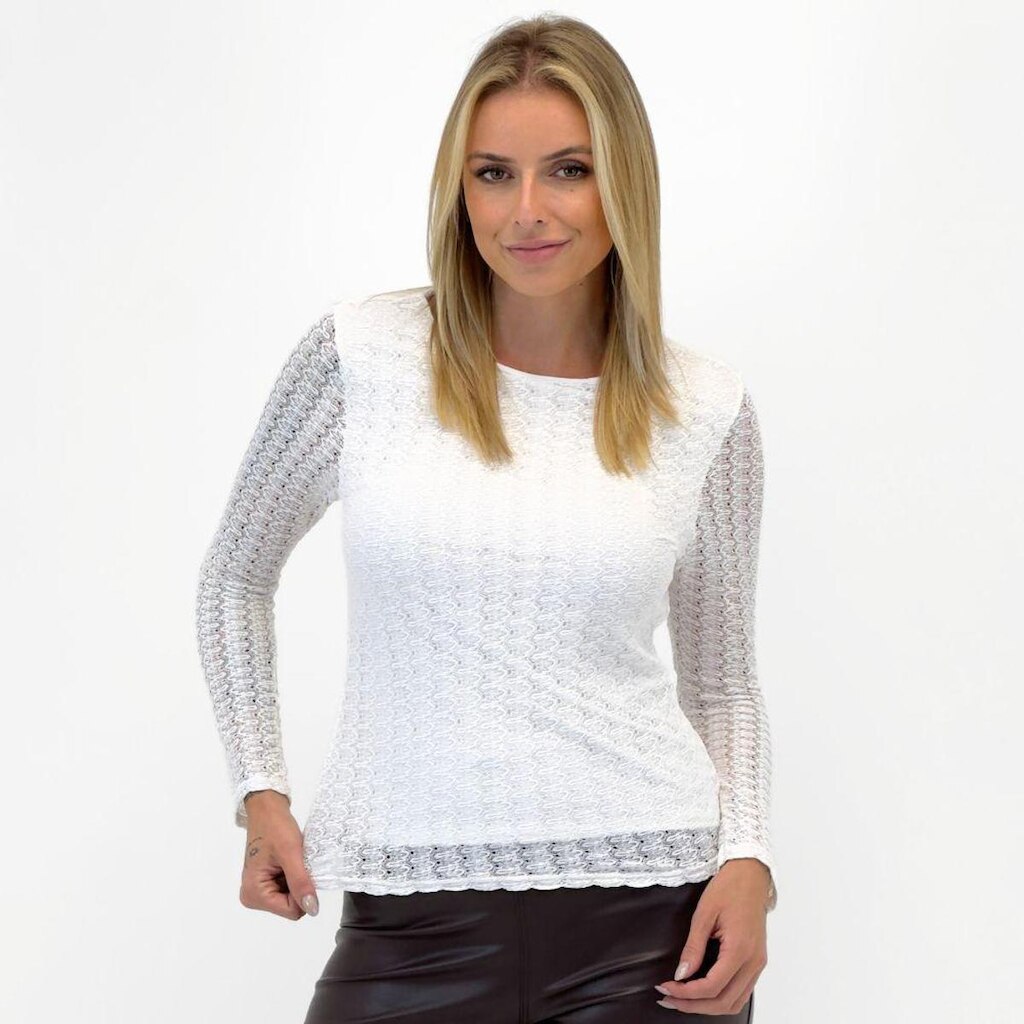 Blusa Formitz em Renda Manga Longa Gola Redonda Feminina