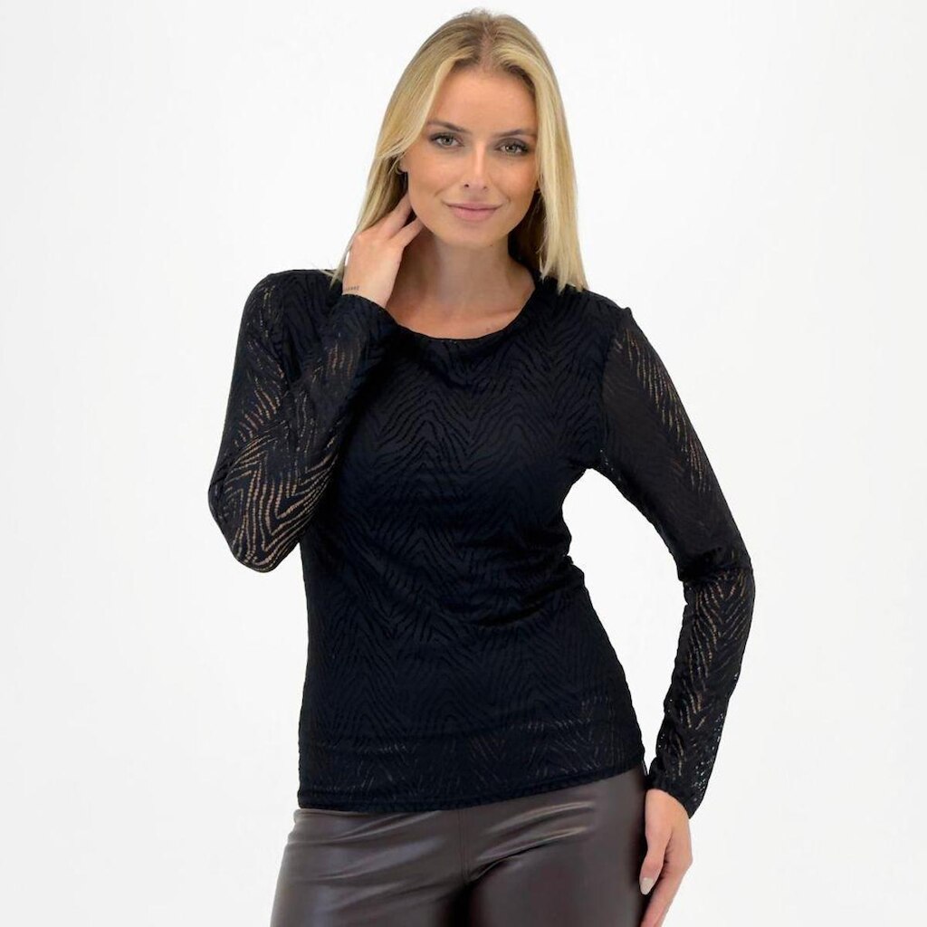 Blusa Formitz em Renda Manga Longa Gola Redonda Feminina