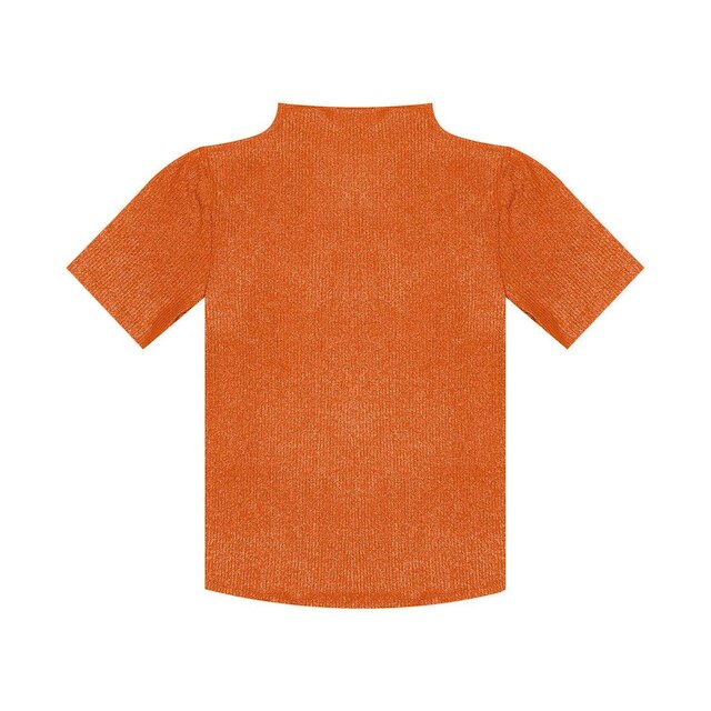 Blusa Gola Alta Em Ribana Canelada Lurex Rovitex Laranja