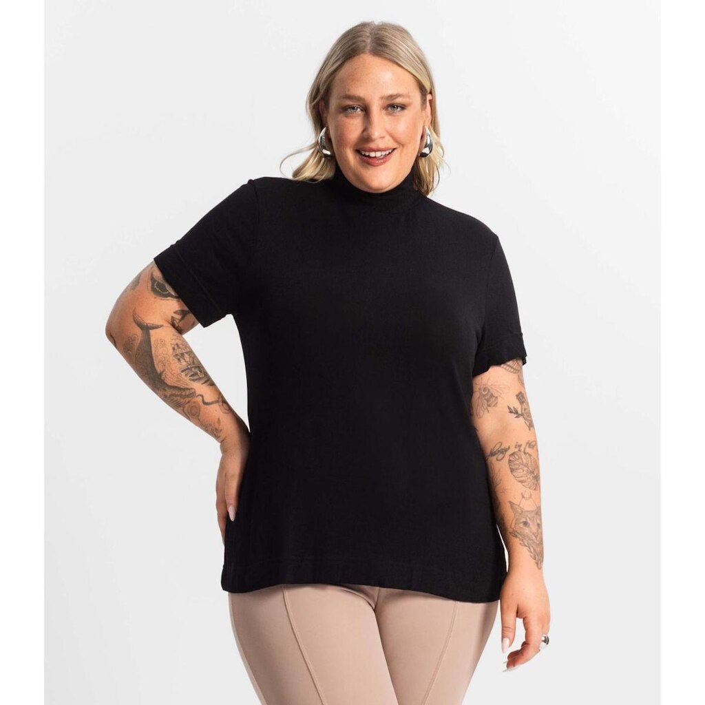Blusa Gola Alta Feminina Plus Size Secret Glam Preto