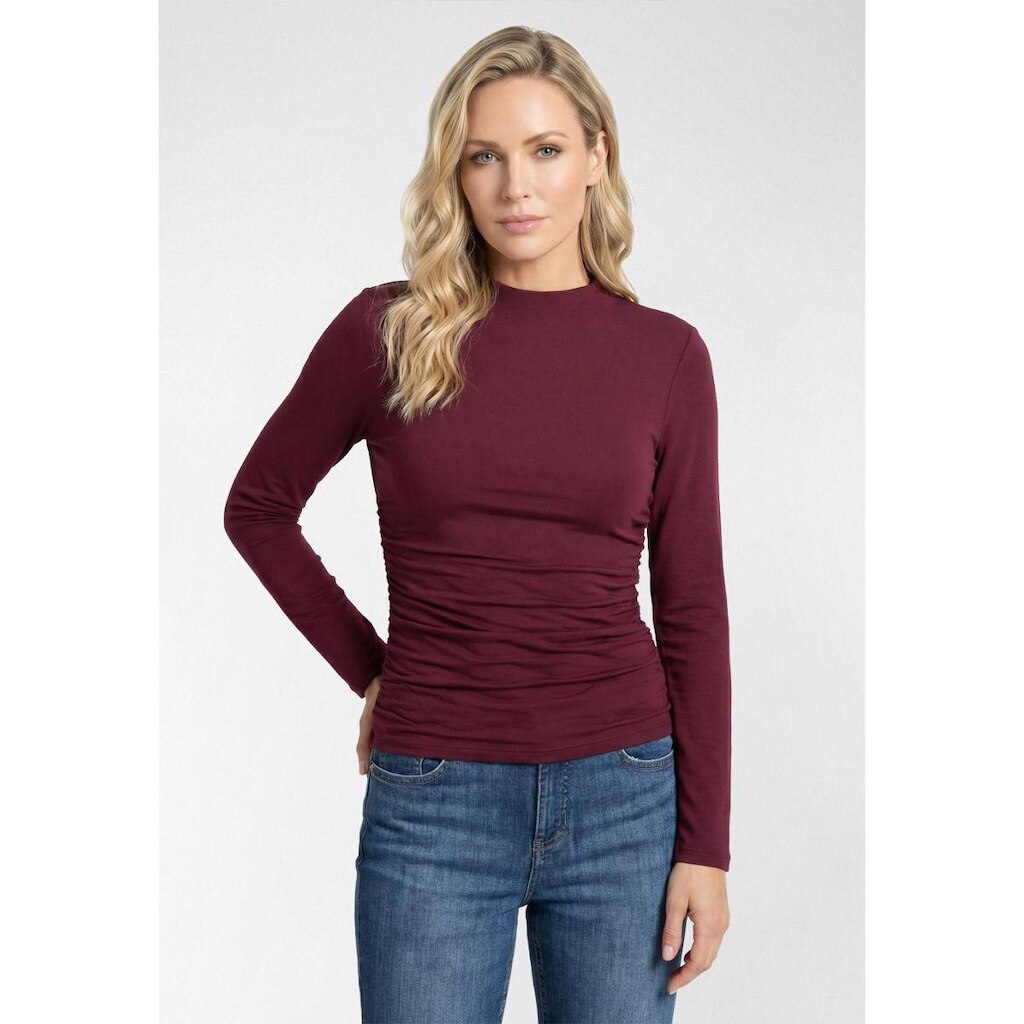 Blusa Gola Alta Justa com Franzido Lateral Vinho