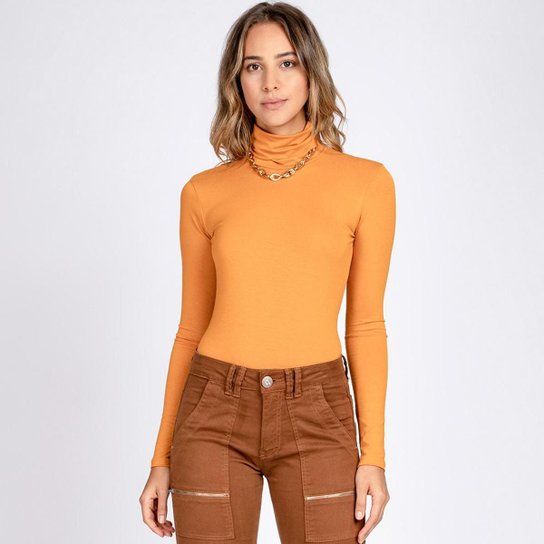 Blusa Gola Alta Manga Longa Cor Massala - Amarelo