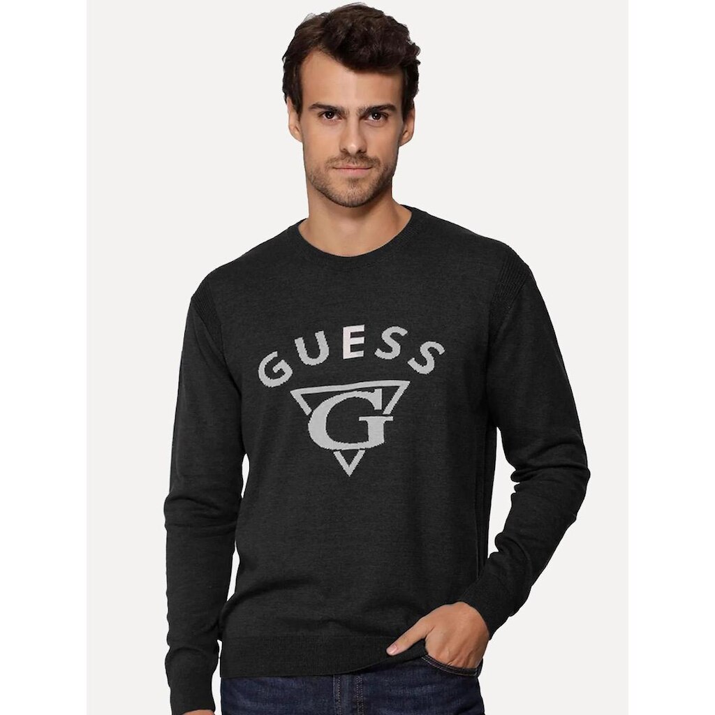 Blusa Guess Masculina Tricot Pullover Triangulo Preta