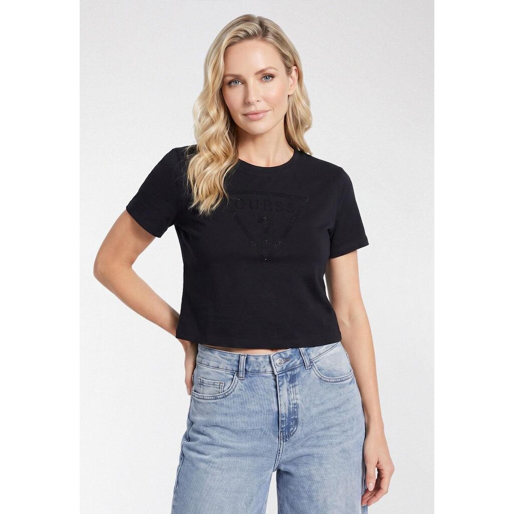 Blusa Guess Triangulo Hot Fix Preto