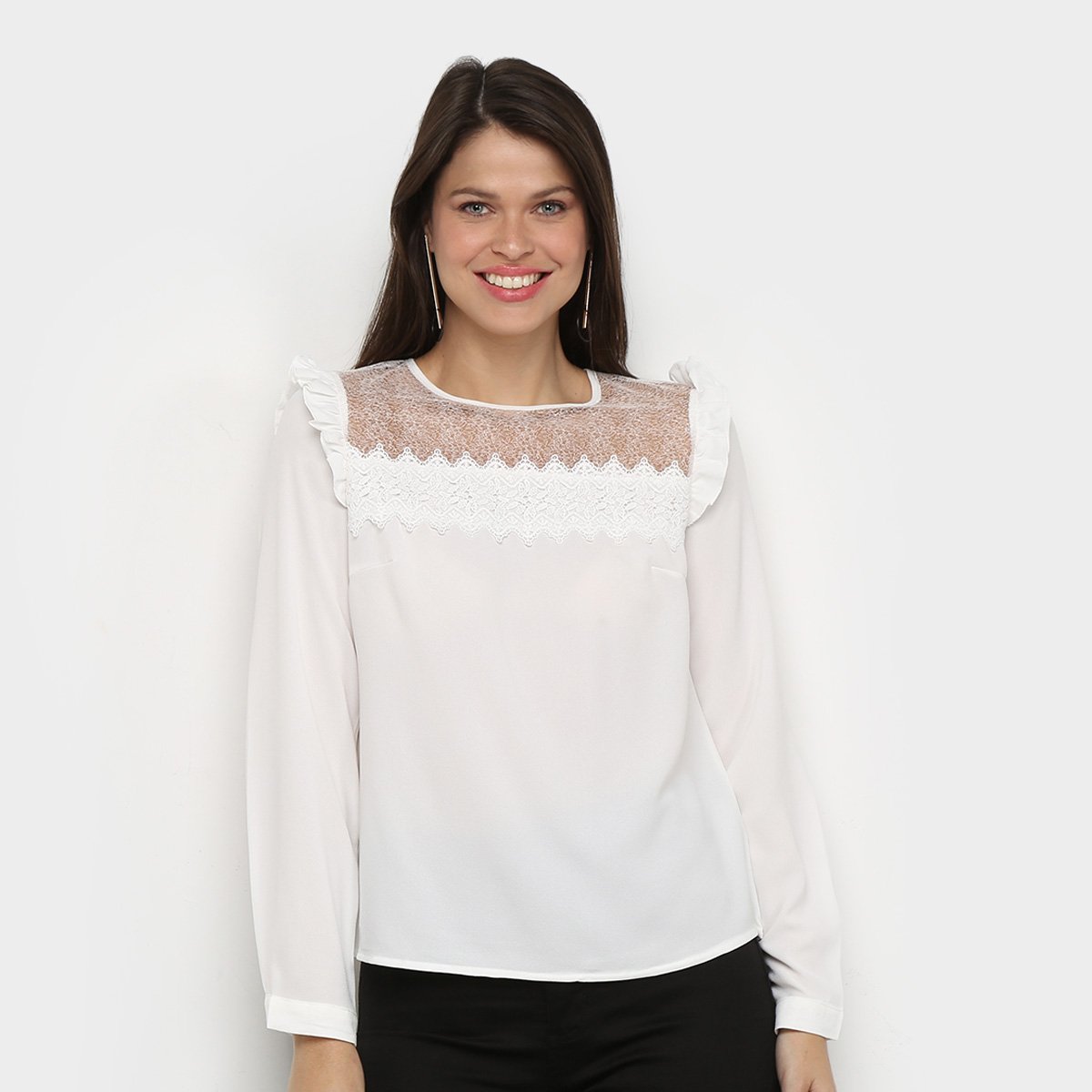 blusa com transparência branca