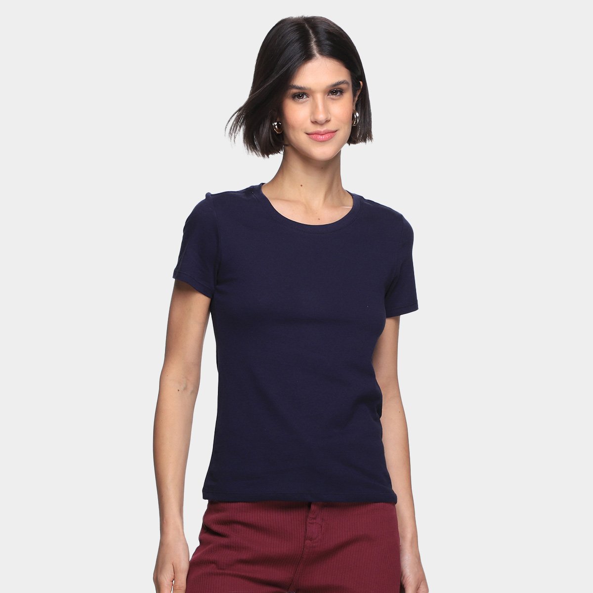 Blusa Hering Básica Feminina - Azul Menor preço em Blusa Hering Básica Feminina - Azul