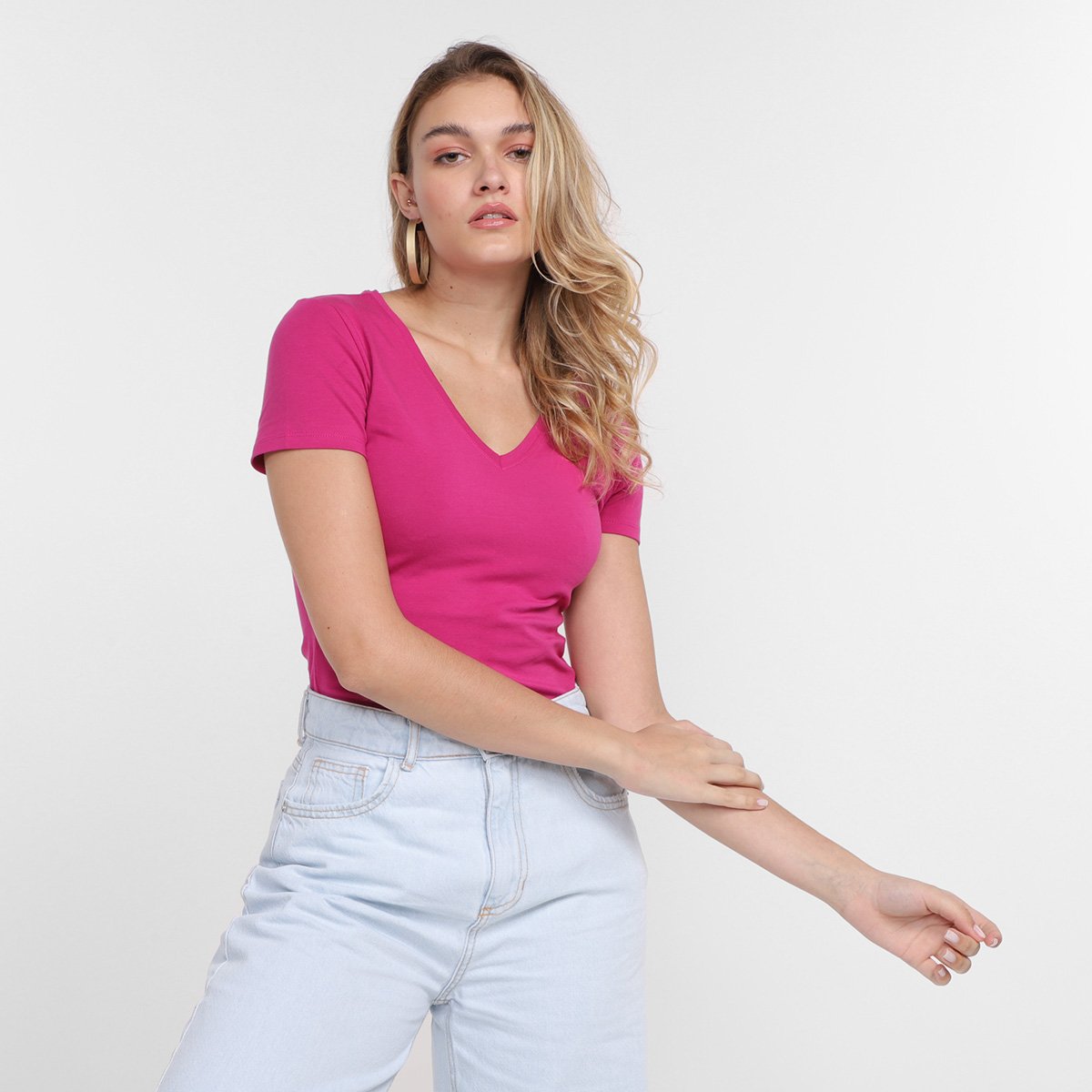 Blusa Hering Básica Feminina - Rosa Menor preço em Blusa Hering Básica Feminina - Rosa
