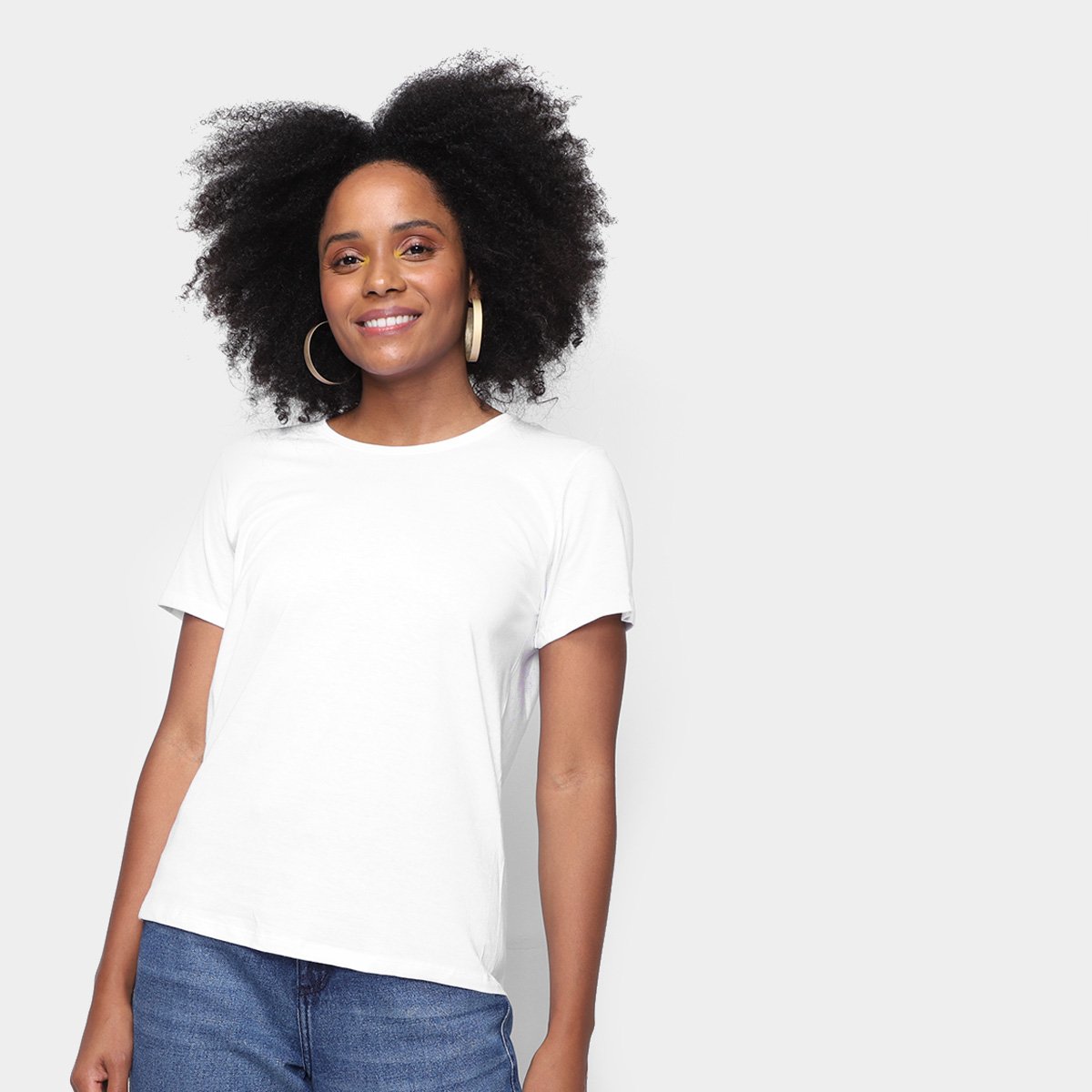 Blusa Hering Básica Manga Curta Feminina - Branco Menor preço em Blusa Hering Básica Manga Curta Feminina - Branco