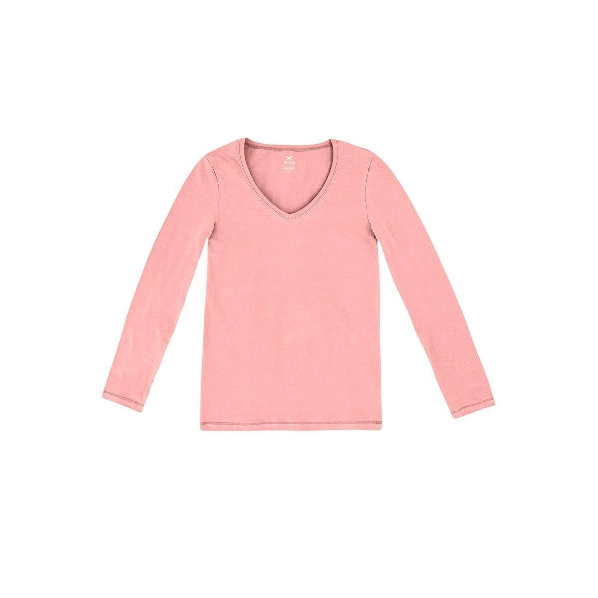 Blusa Hering Básica Slim Manga Longa Feminina - Rosa Menor preço em Blusa Hering Básica Slim Manga Longa Feminina - Rosa
