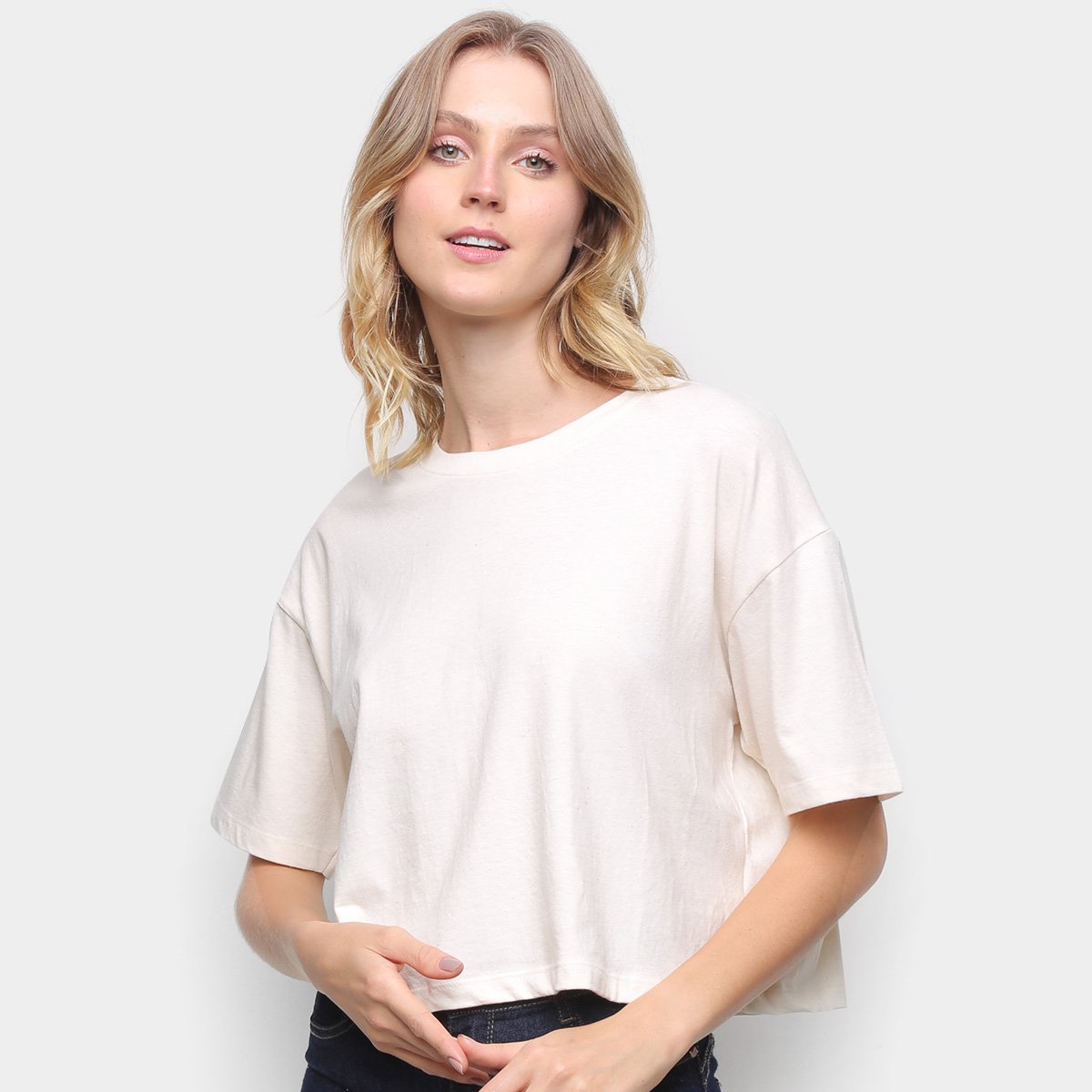 Blusa Hering Camisetão Básica Feminina - Cinza Menor preço em Blusa Hering Camisetão Básica Feminina - Cinza