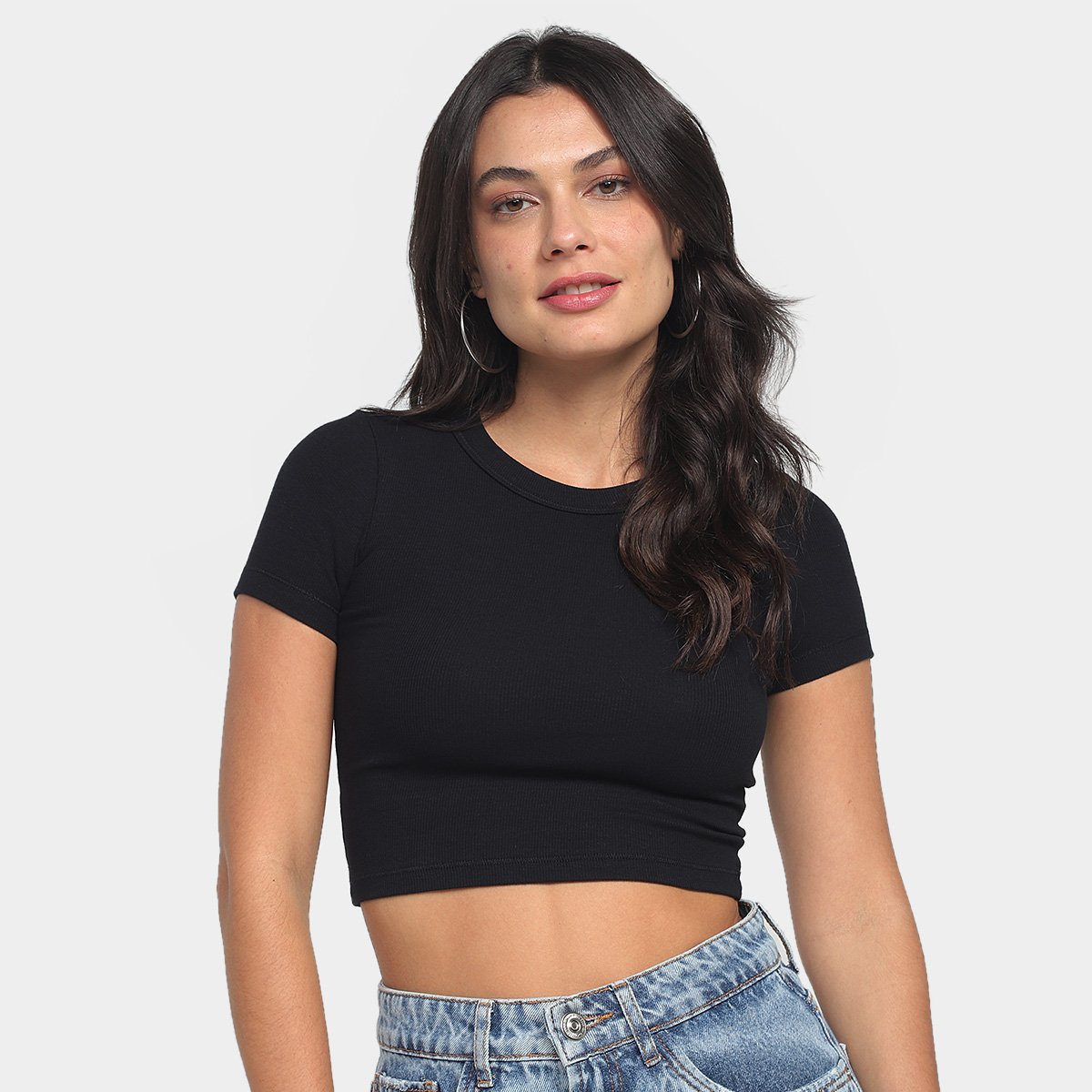 Blusa Hering Cropped Canelada Feminina Menor preço em Blusa Hering Cropped Canelada Feminina