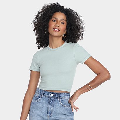 Blusa Hering Cropped Canelada Feminina - Feminino