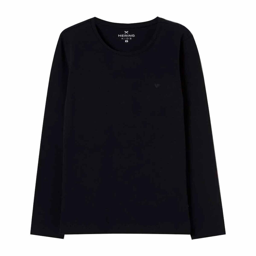 Blusa Hering Infantil Básica Menina Manga Longa Com Patch Preta