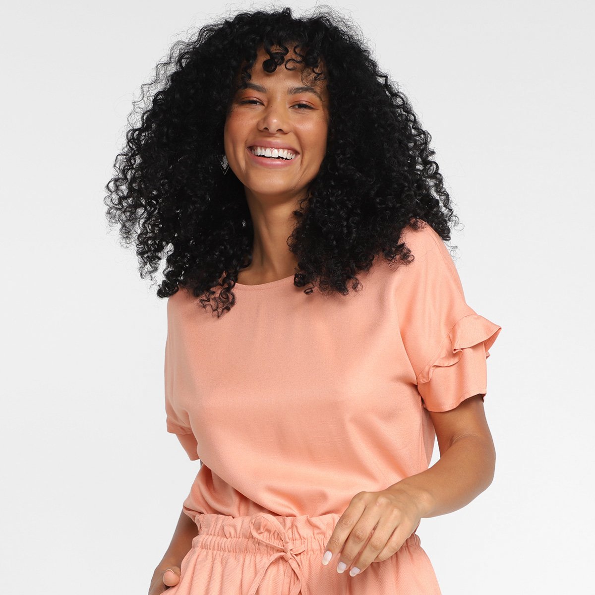 Blusa Hering Lisa Manga Babado Feminina - Verde Menor preço em Blusa Hering Lisa Manga Babado Feminina - Verde