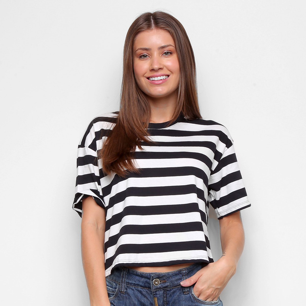 Blusa Hering Listras Manga Curta Feminina - Preto+Branco é ruim? Blusa Hering Listras Manga Curta Feminina - Preto+Branco é boa?