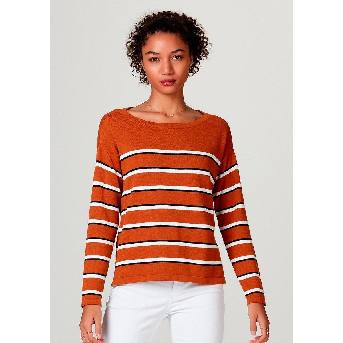 Blusa Hering Tricô Fio Tinto Listrado Feminina - Marrom Menor preço em Blusa Hering Tricô Fio Tinto Listrado Feminina - Marrom