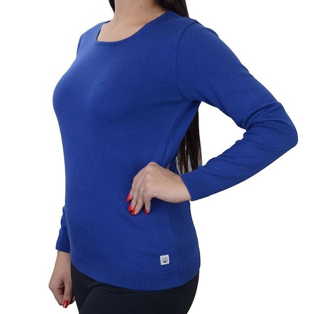 Blusa Iaraline Feminina Suéter Tricot Algodão Azul - 2105