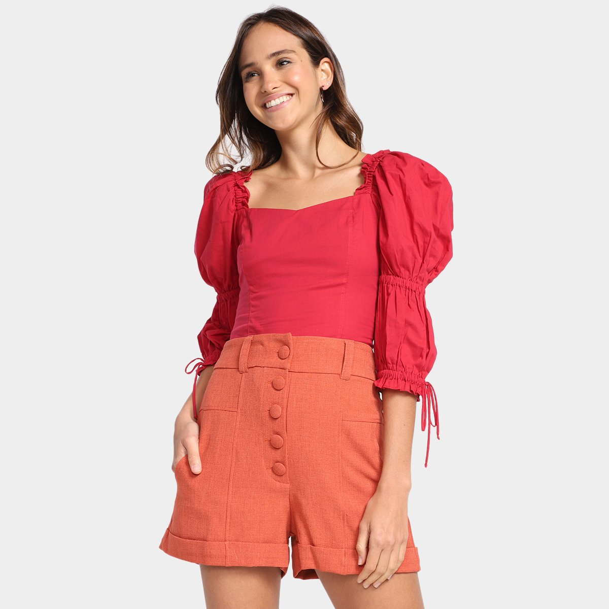 Blusa Il Shin Must Have Manga Bufante Feminina - Vinho Menor preço em Blusa Il Shin Must Have Manga Bufante Feminina - Vinho