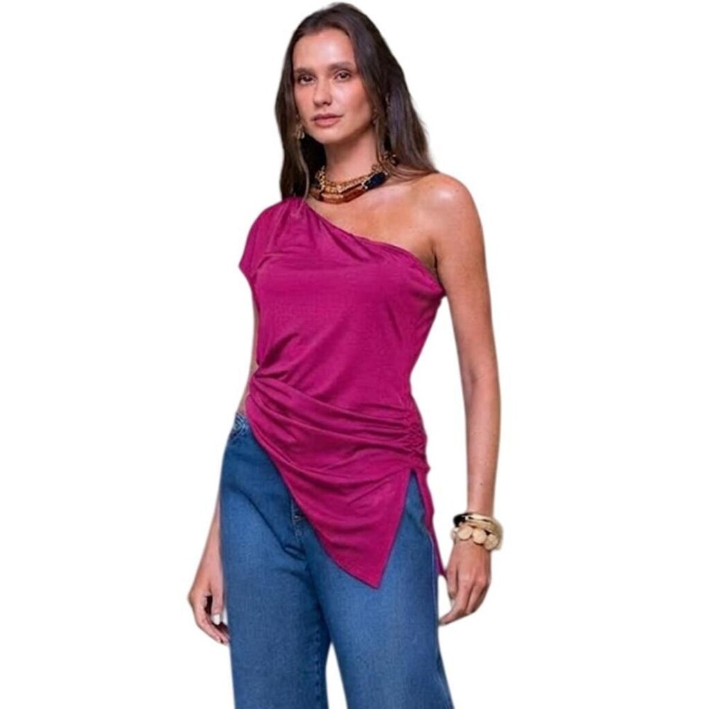 Blusa Ilícito Com Decote Assimétrico Rosa Feminino