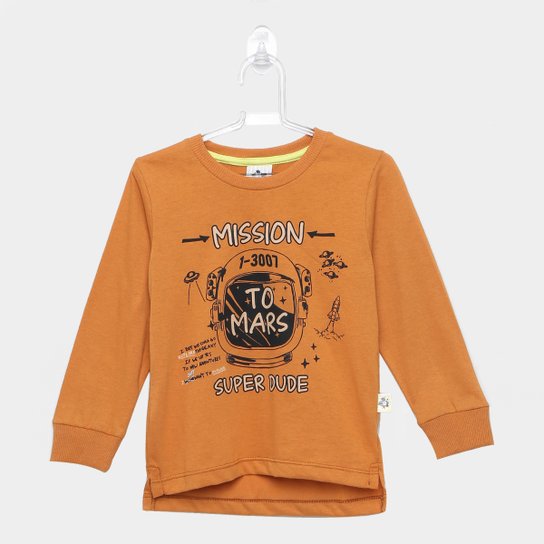 Blusa Infantil Andritex Manga Longa Malha - Mostarda