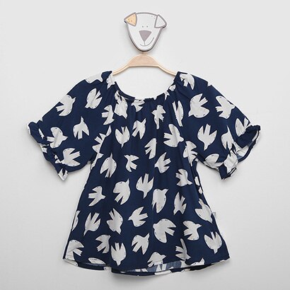 Blusa Infantil Bata Ombro A Ombro Com Babados Menina - Feminino